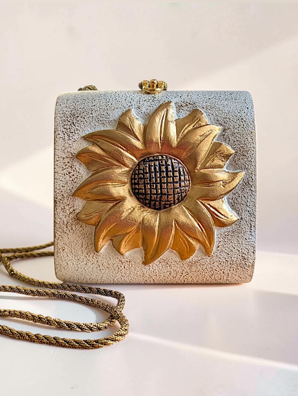 Timmy Woods rare VTG 90's deadstock boho fairy cottage sunflower wood bag